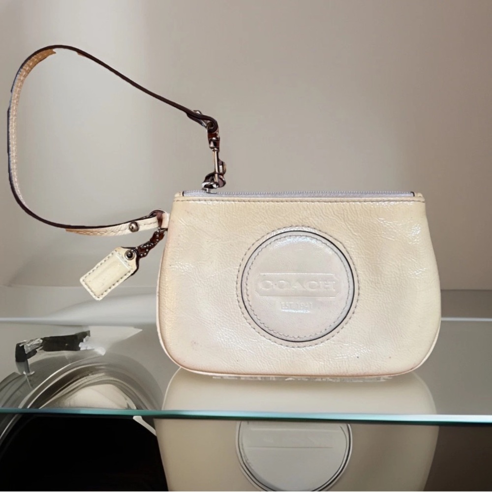 Coach Beige Leather Wristlet